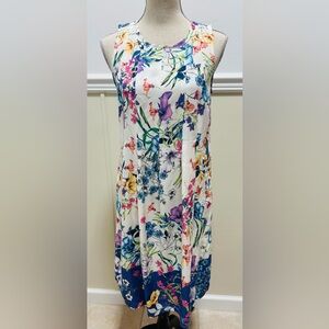 J. Jill Watercolor Floral Print Dress S sleeveless Cottage Fairy Feminine